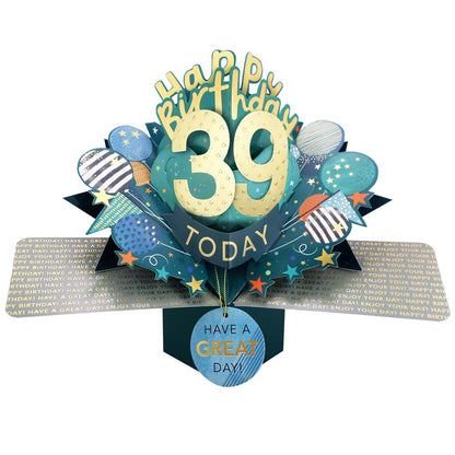 10 To 109' Happy 'Any Age' Birthday Today Pop Up Greeting Card