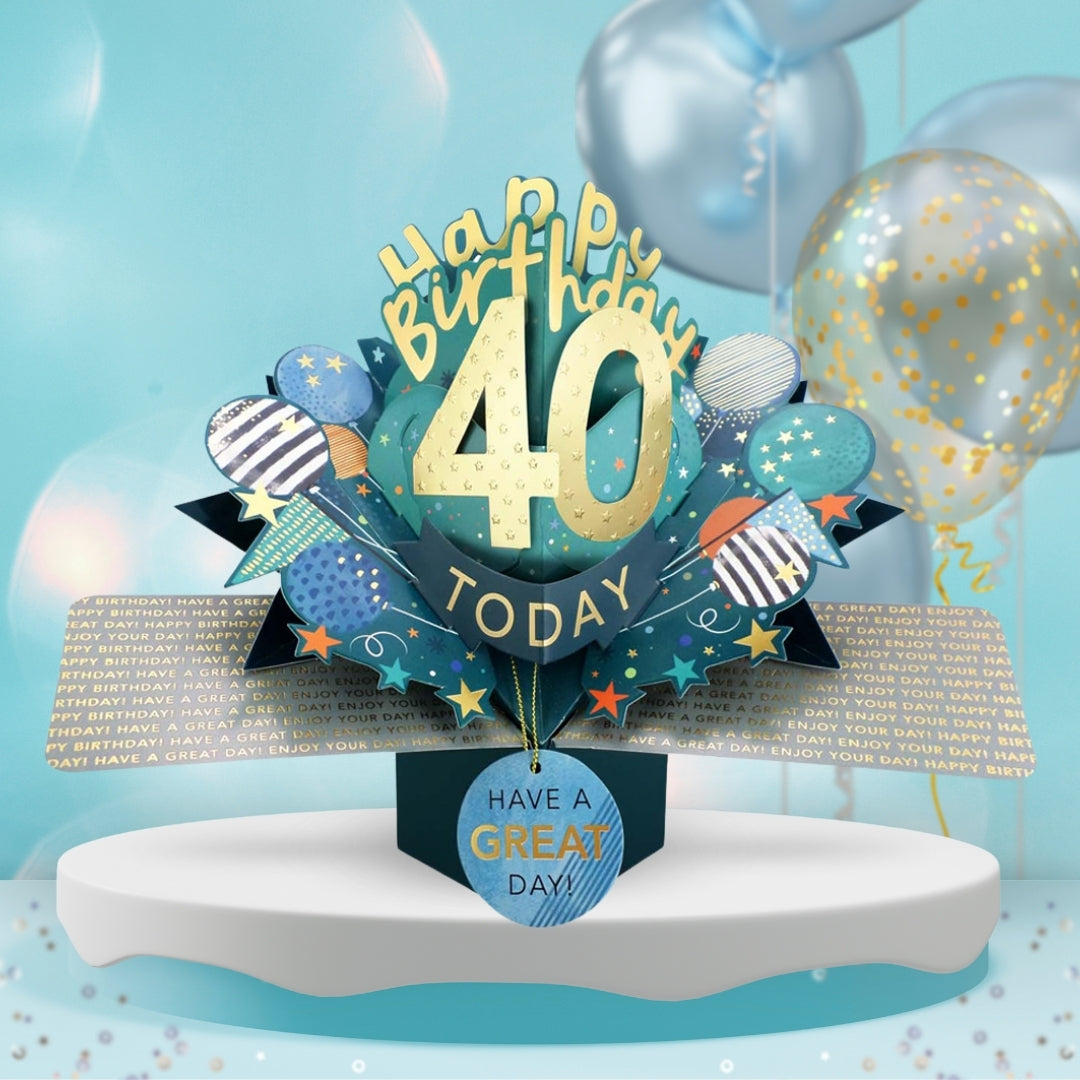 40 Today Happy 40th Birthday Pop Up Greeting Card