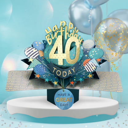 40 Today Happy 40th Birthday Pop Up Greeting Card