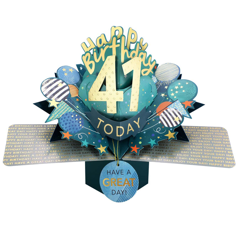 41 Today Happy 41st Birthday Pop Up Greeting Card