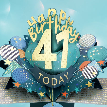 41 Today Happy 41st Birthday Pop Up Greeting Card