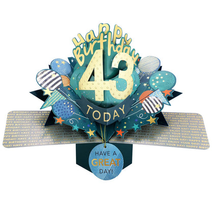 43 Today Happy 43rd Birthday Pop Up Greeting Card