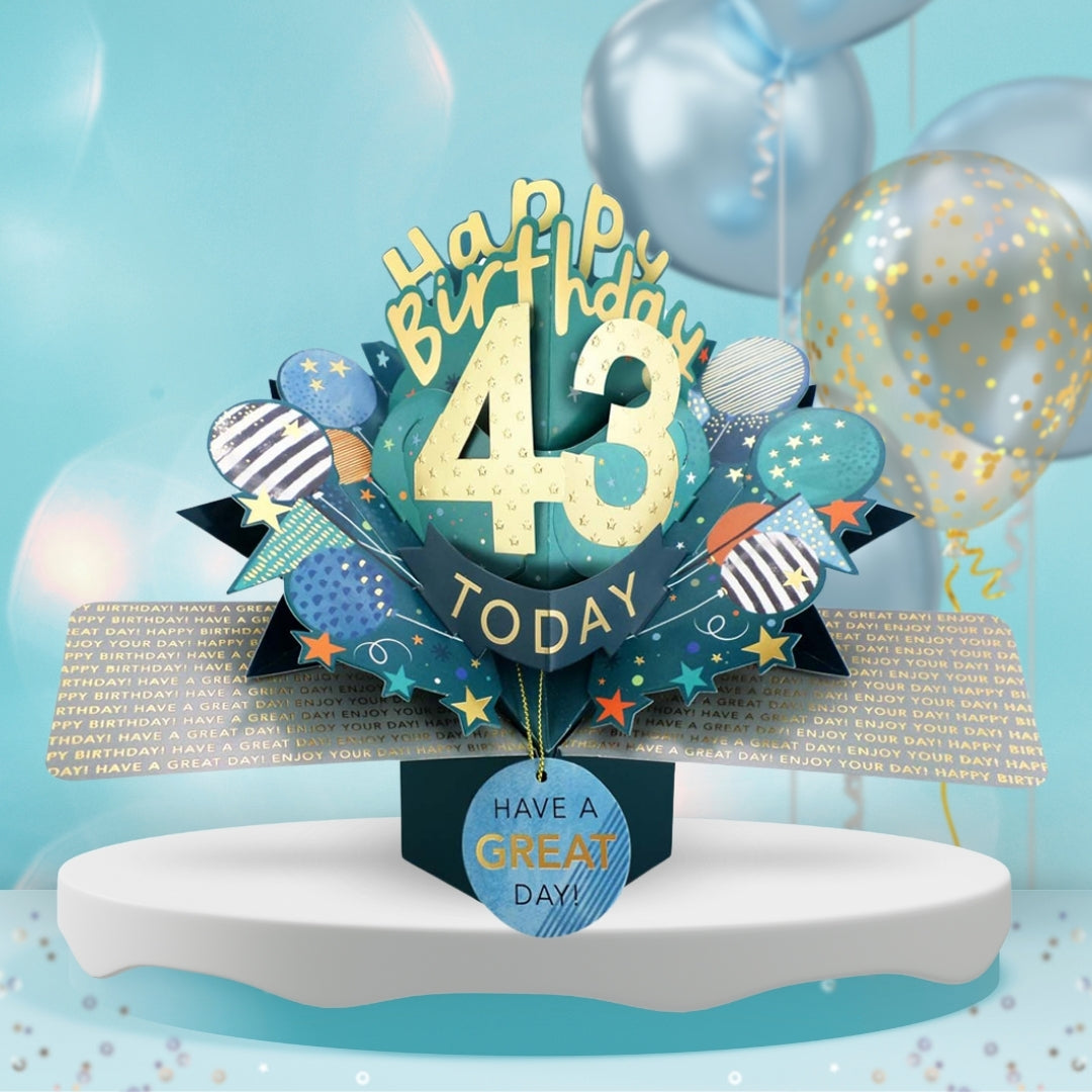 43 Today Happy 43rd Birthday Pop Up Greeting Card