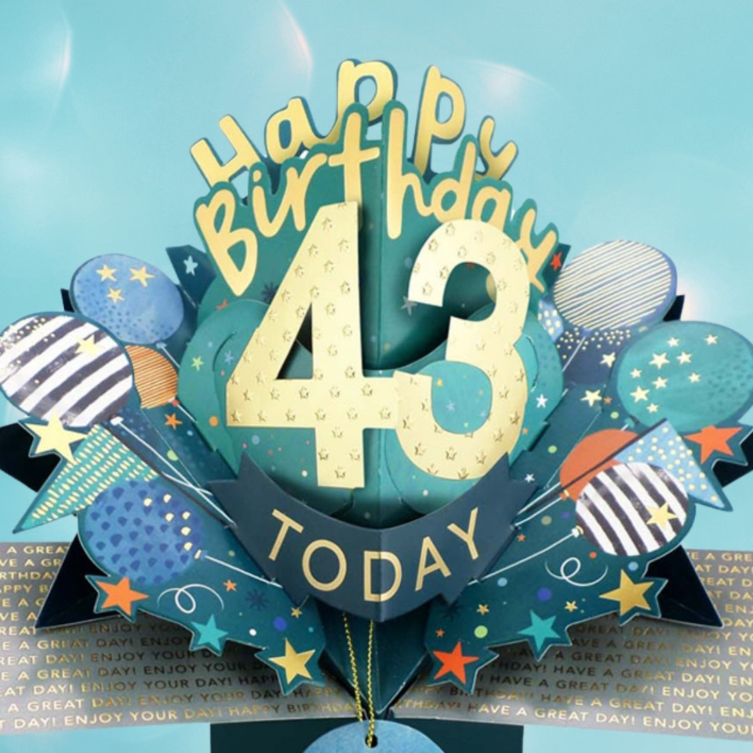 43 Today Happy 43rd Birthday Pop Up Greeting Card