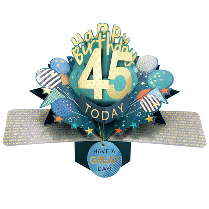 10 To 109' Happy 'Any Age' Birthday Today Pop Up Greeting Card