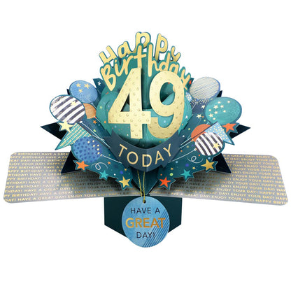 10 To 109' Happy 'Any Age' Birthday Today Pop Up Greeting Card