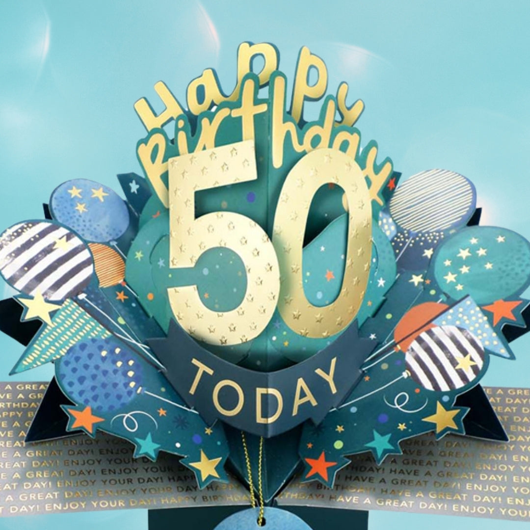 50 Today Happy 50th Birthday Pop Up Greeting Card