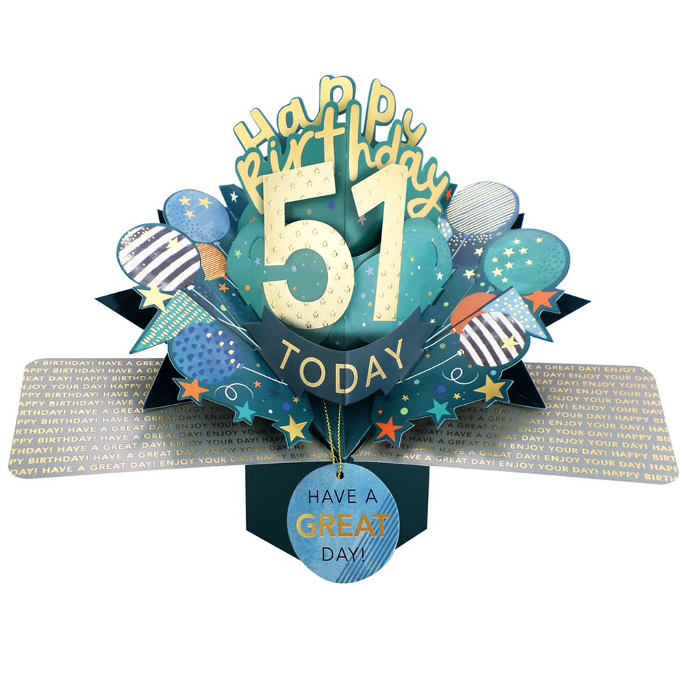 10 To 109' Happy 'Any Age' Birthday Today Pop Up Greeting Card