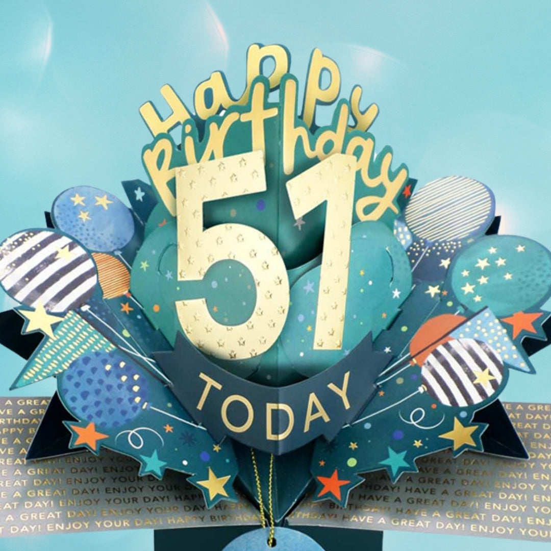 51 Today Happy 51st Birthday Pop Up Greeting Card