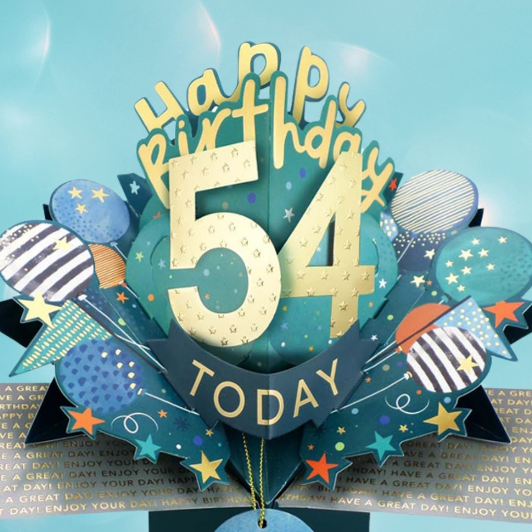54 Today Happy 54th Birthday Pop Up Greeting Card
