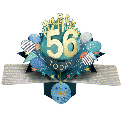56 Today Happy 56th Birthday Pop Up Greeting Card