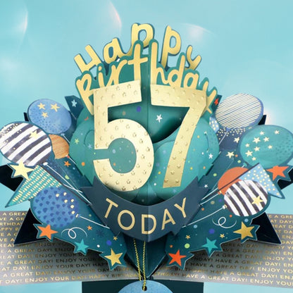 57 Today Happy 57th Birthday Pop Up Greeting Card
