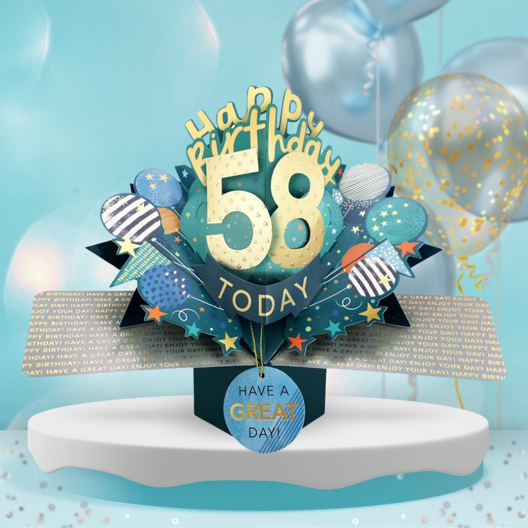58 Today Happy 58th Birthday Pop Up Greeting Card