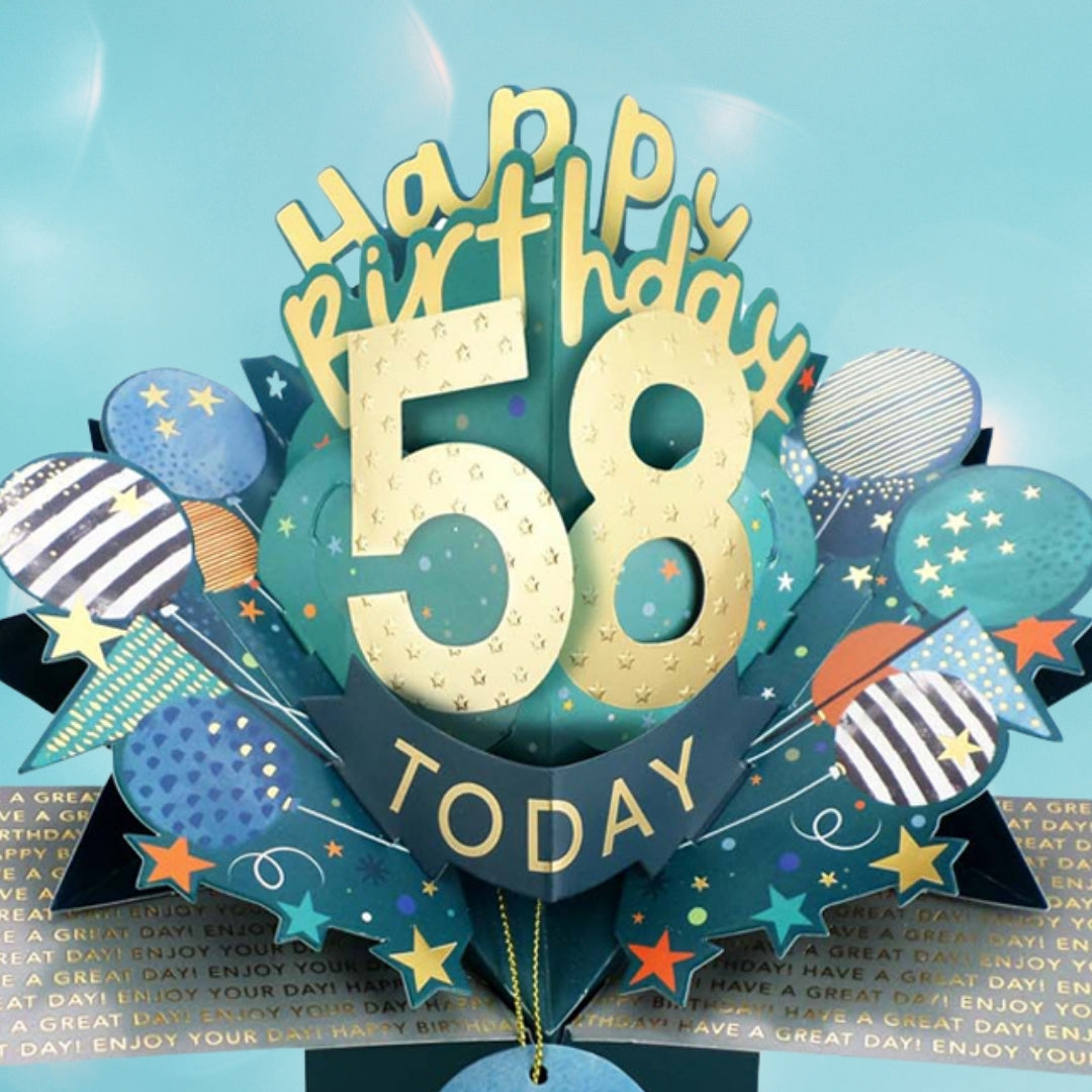 58 Today Happy 58th Birthday Pop Up Greeting Card