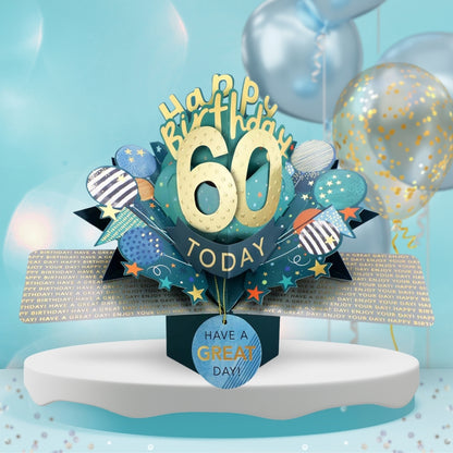 60 Today Happy 60th Birthday Pop Up Greeting Card