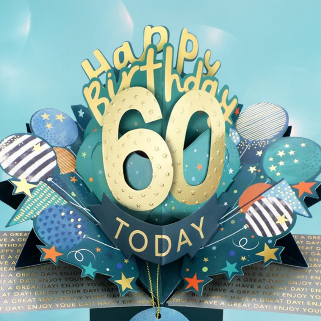 60 Today Happy 60th Birthday Pop Up Greeting Card