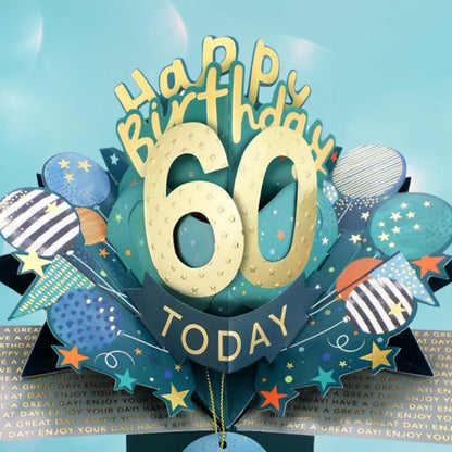 60 Today Happy 60th Birthday Pop Up Greeting Card