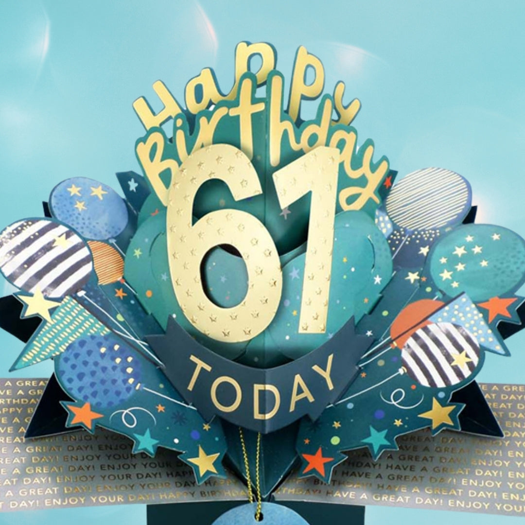 61 Today Happy 61st Birthday Pop Up Greeting Card