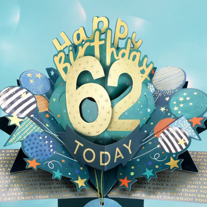 62 Today Happy 62nd Birthday Pop Up Greeting Card