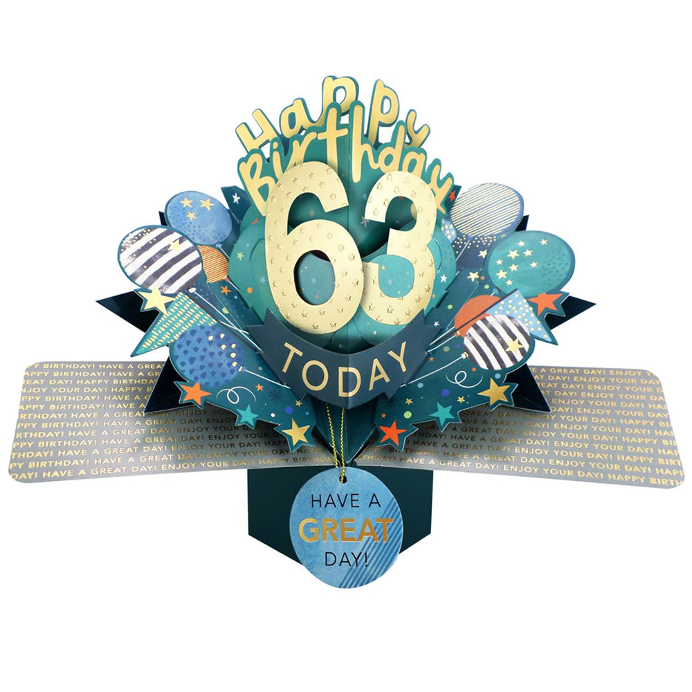 63 Today Happy 63rd Birthday Pop Up Greeting Card
