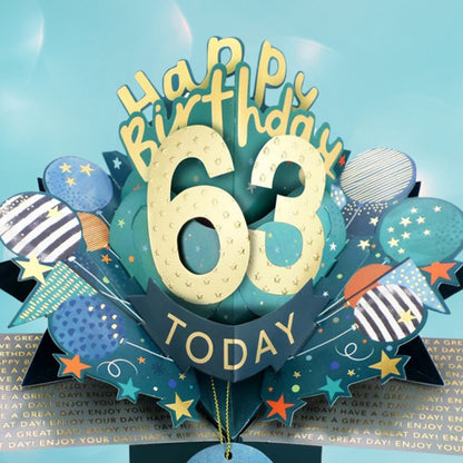 63 Today Happy 63rd Birthday Pop Up Greeting Card