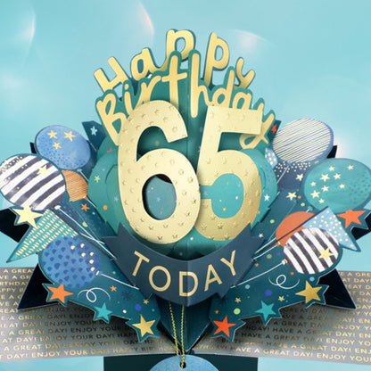 65 Today Happy 65th Birthday Pop Up Greeting Card