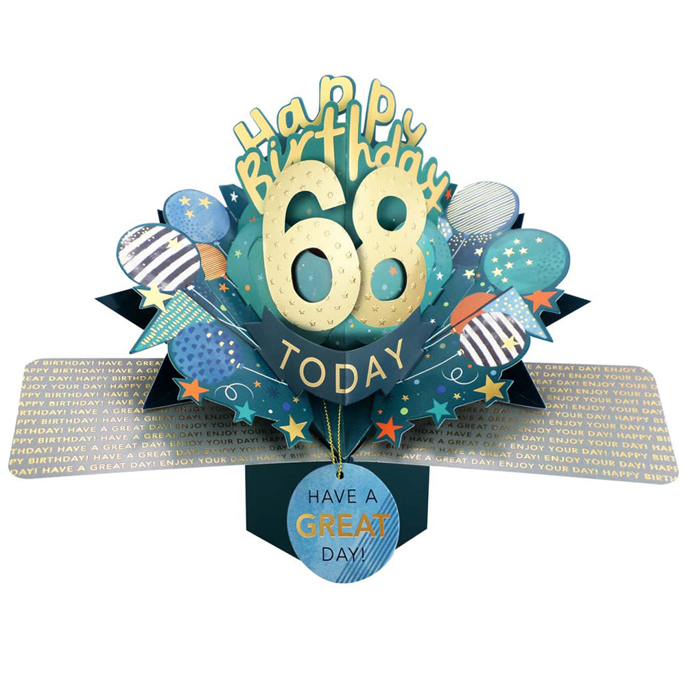 68 Today Happy 68th Birthday Pop Up Greeting Card