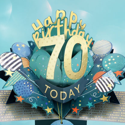 70 Today Happy 70th Birthday Pop Up Greeting Card