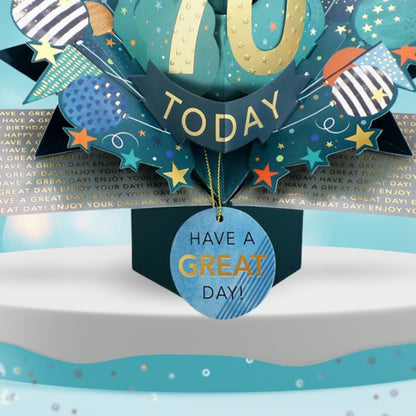 70 Today Happy 70th Birthday Pop Up Greeting Card