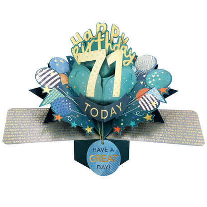 71 Today Happy 71st Birthday Pop Up Greeting Card