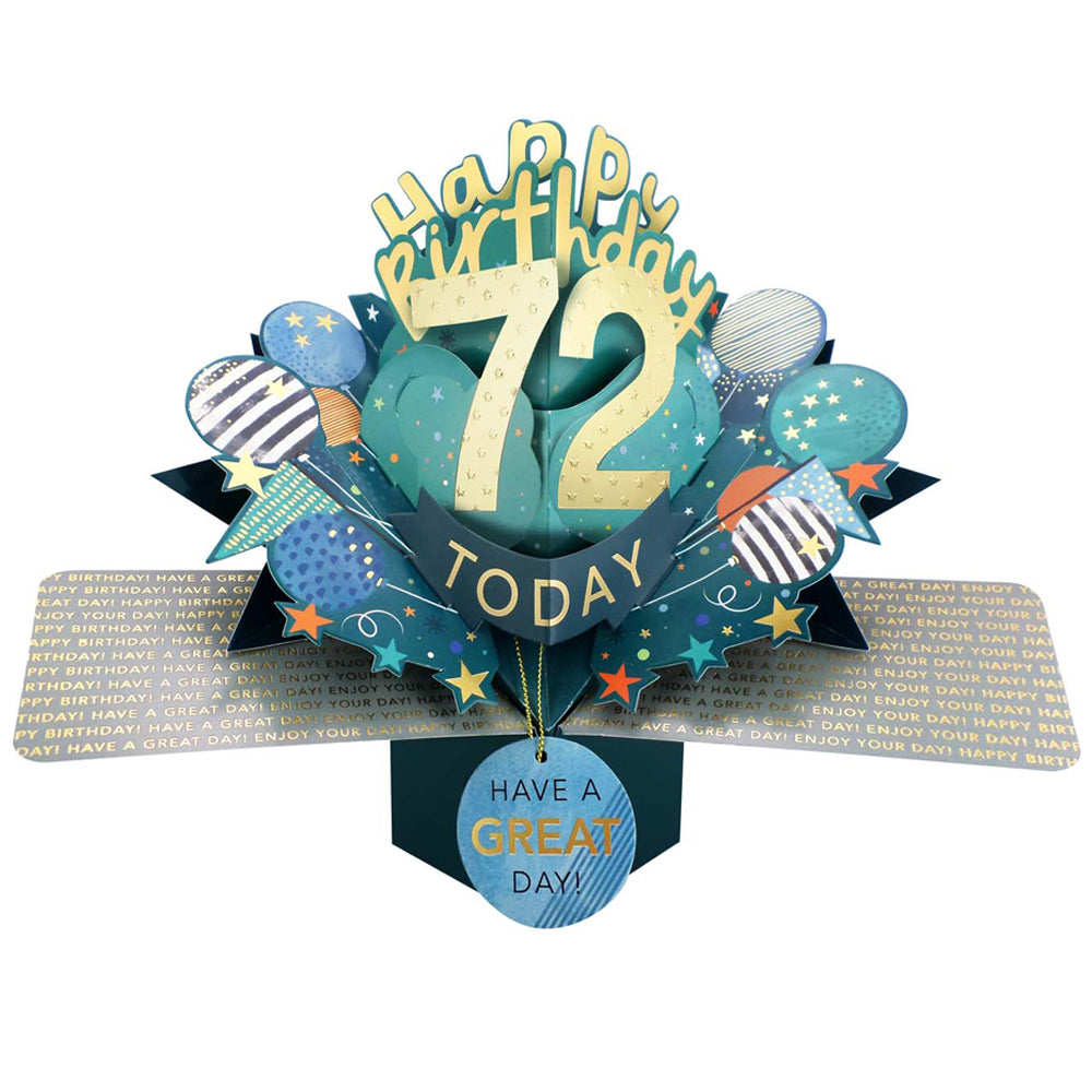 72 Today Happy 72nd Birthday Pop Up Greeting Card