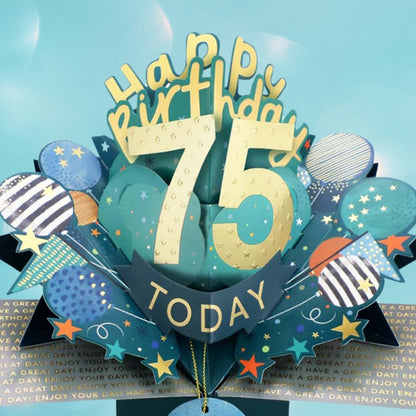 75 Today Happy 75th Birthday Pop Up Greeting Card