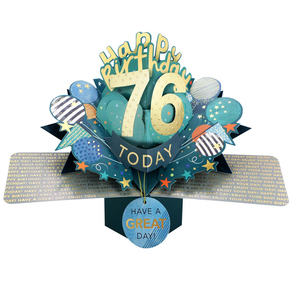 76 Today Happy 76th Birthday Pop Up Greeting Card