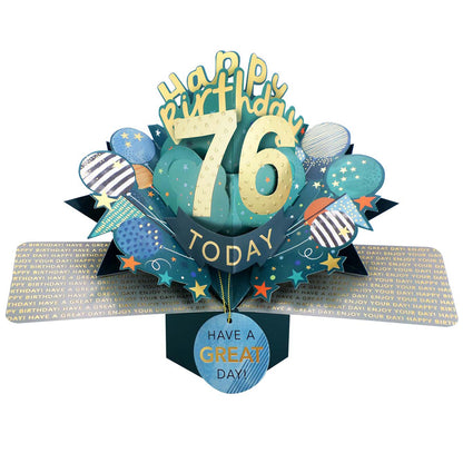 76 Today Happy 76th Birthday Pop Up Greeting Card