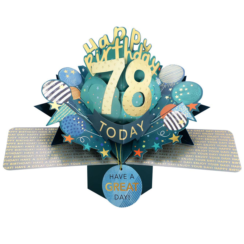 78 Today Happy 78th Birthday Pop Up Greeting Card