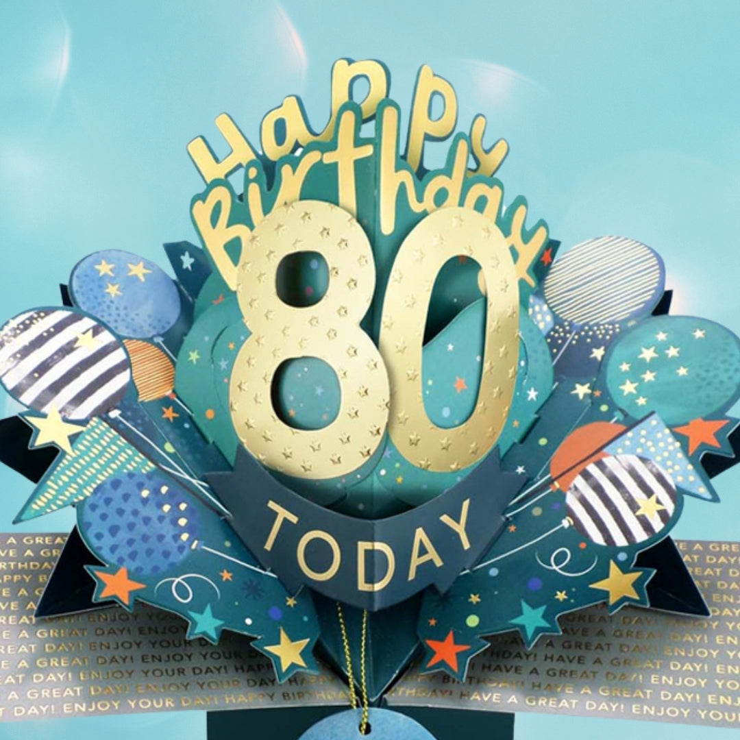 80 Today Happy 80th Birthday Pop Up Greeting Card