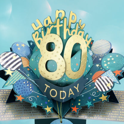 80 Today Happy 80th Birthday Pop Up Greeting Card