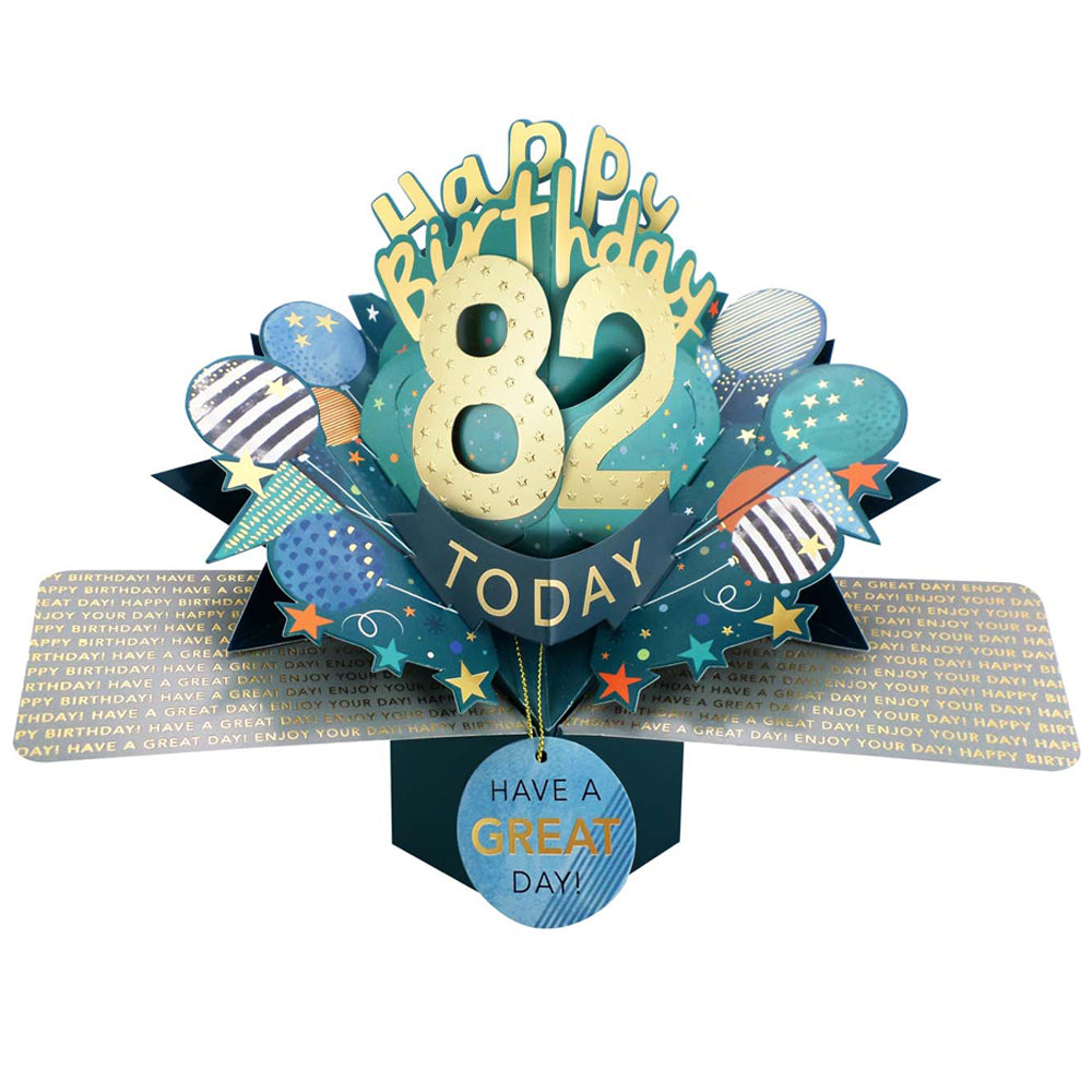 82 Today Happy 82nd Birthday Pop Up Greeting Card