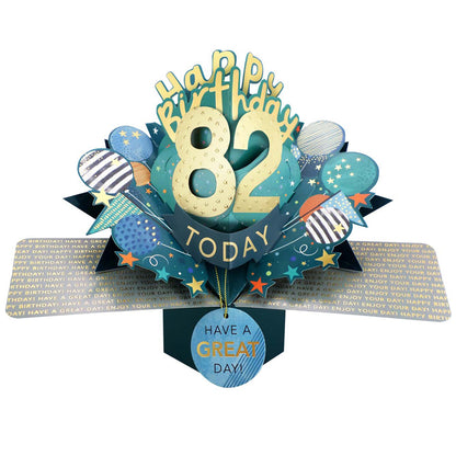 82 Today Happy 82nd Birthday Pop Up Greeting Card