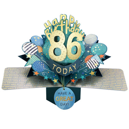 86 Today Happy 86th Birthday Pop Up Greeting Card
