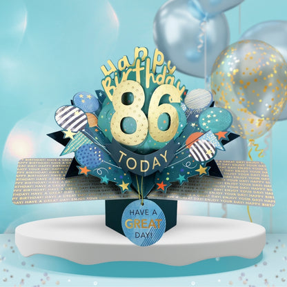 86 Today Happy 86th Birthday Pop Up Greeting Card