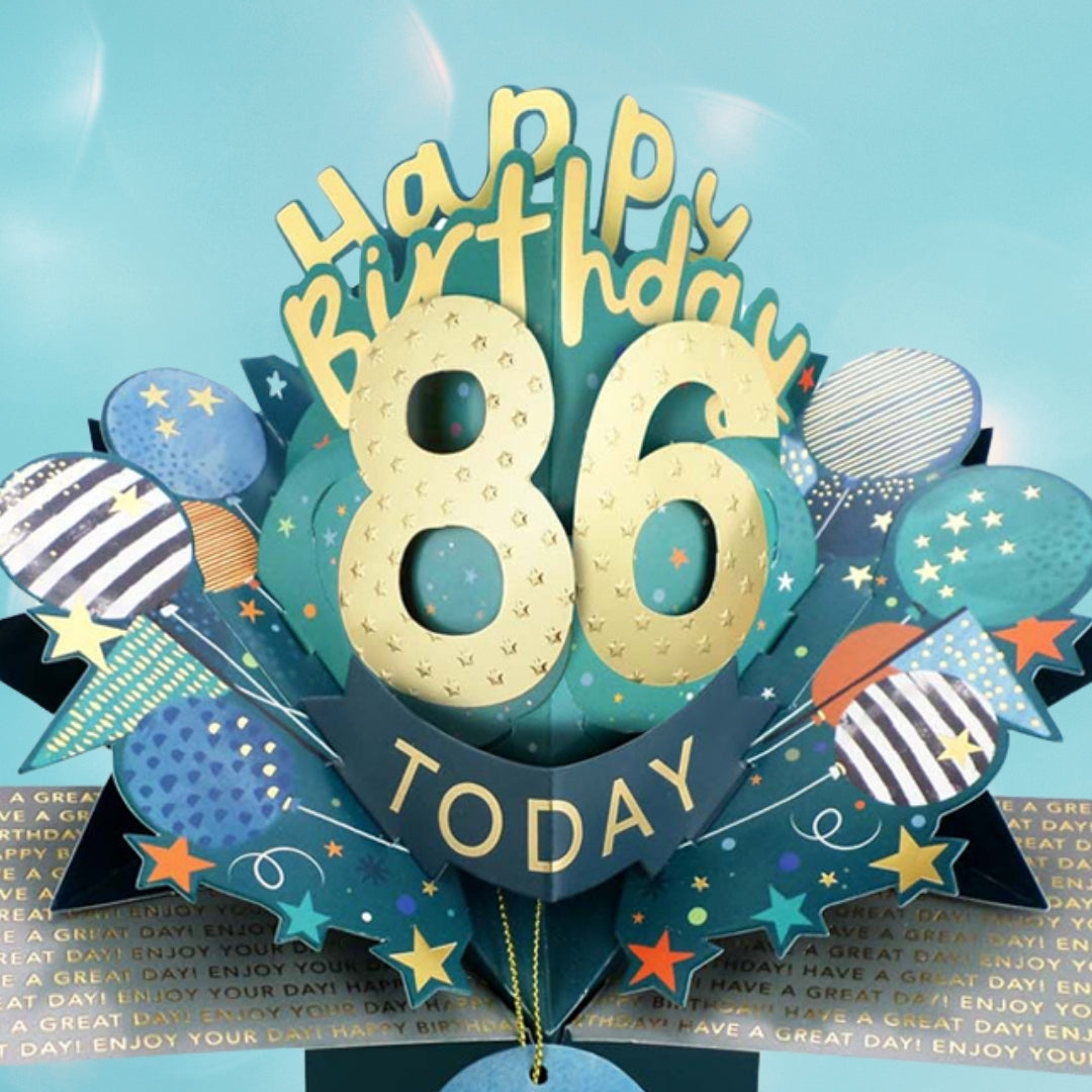 86 Today Happy 86th Birthday Pop Up Greeting Card