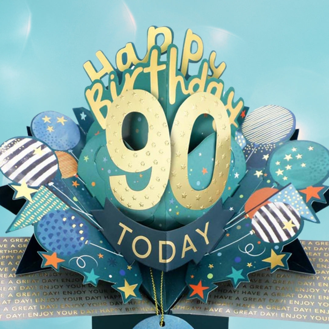 90 Today Happy 90th Birthday Pop Up Greeting Card