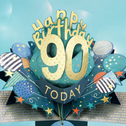 90 Today Happy 90th Birthday Pop Up Greeting Card