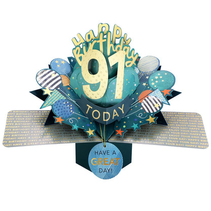 91 Today Happy 91st Birthday Pop Up Greeting Card