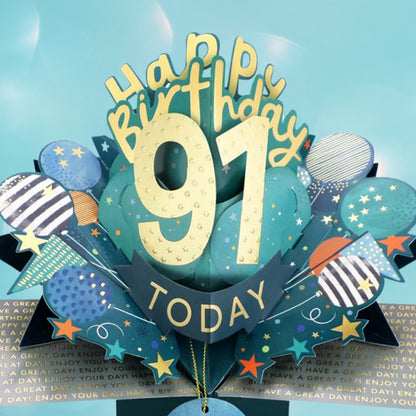 91 Today Happy 91st Birthday Pop Up Greeting Card