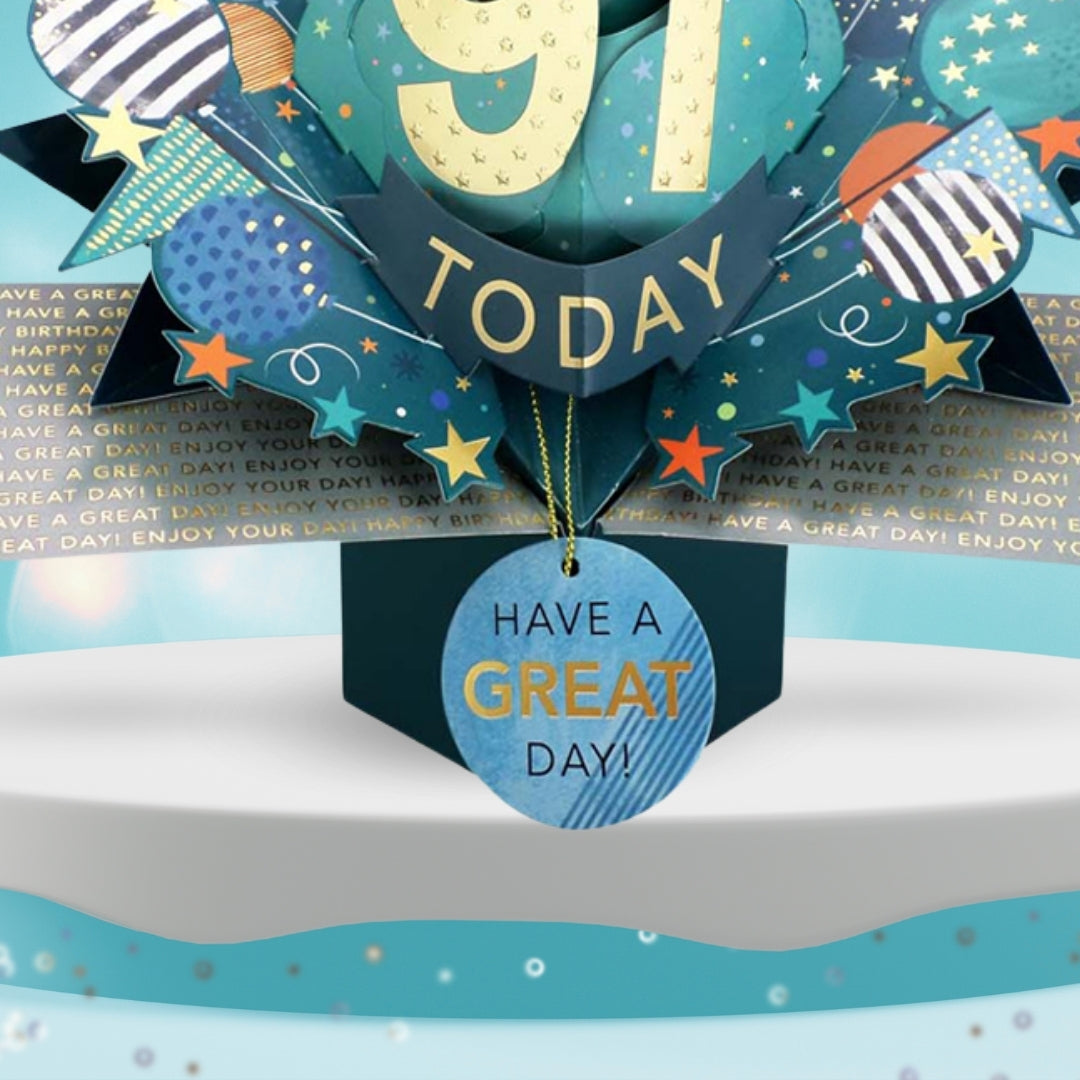 91 Today Happy 91st Birthday Pop Up Greeting Card