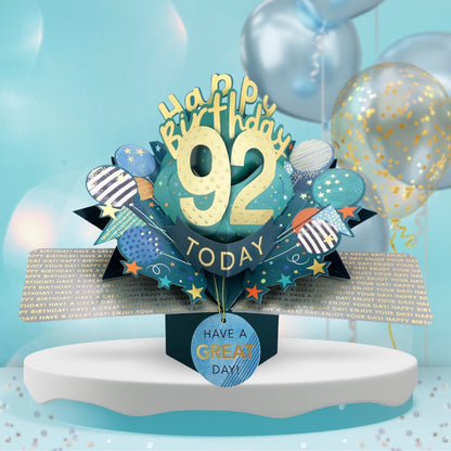 92 Today Happy 92nd Birthday Pop Up Greeting Card