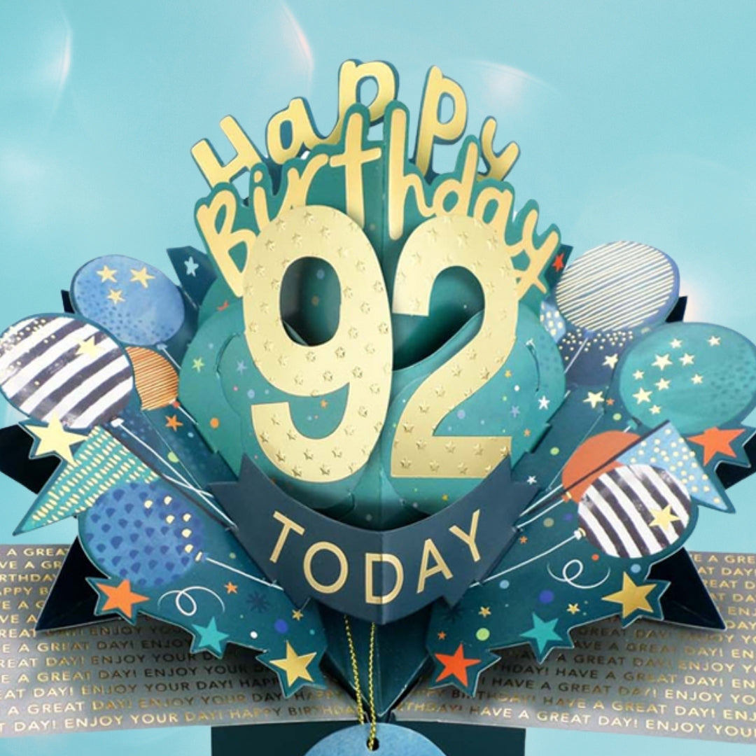92 Today Happy 92nd Birthday Pop Up Greeting Card