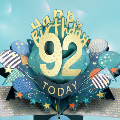 92 Today Happy 92nd Birthday Pop Up Greeting Card